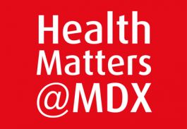 Image for Health matters @ MDX logo and link to information on health and well being