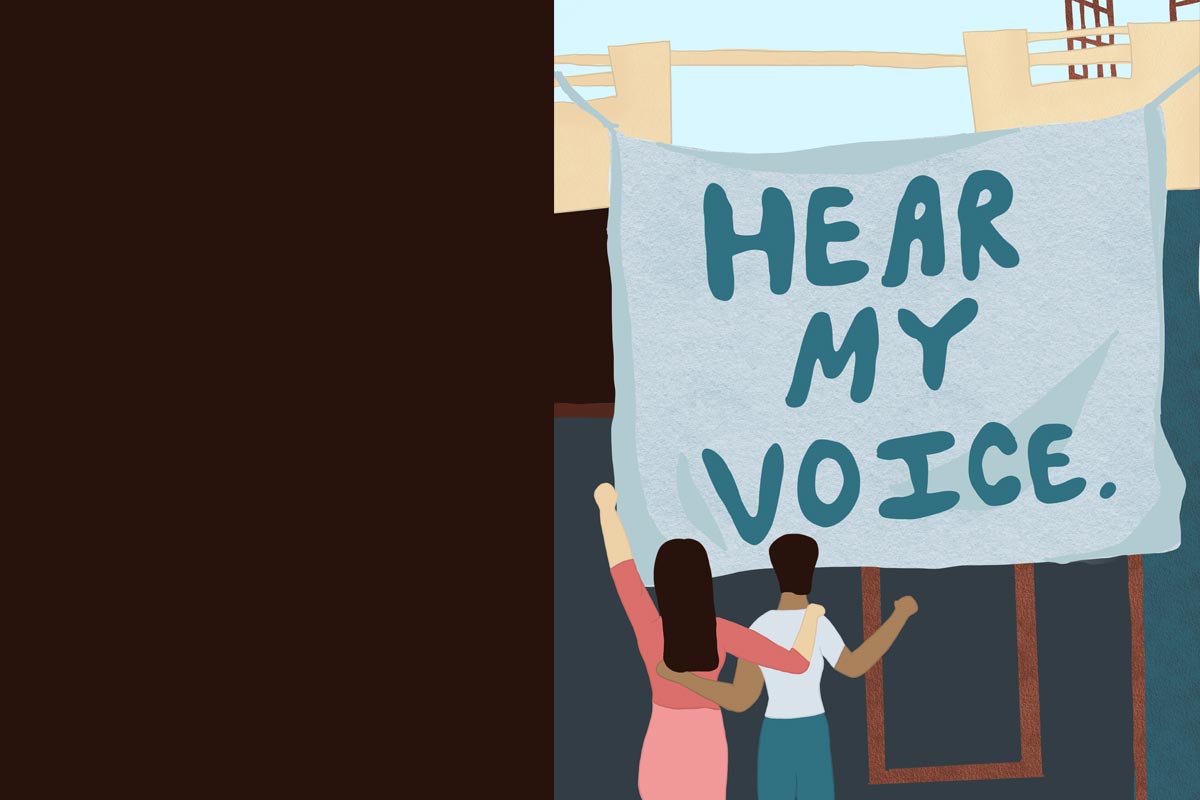Hear my voice banner